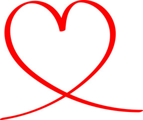 Red heart - outline drawing for an emblem or logo. Template for greeting card for Valentine's Day.