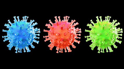 Coronavirus, Covid-19 freigestellt auf schwarz