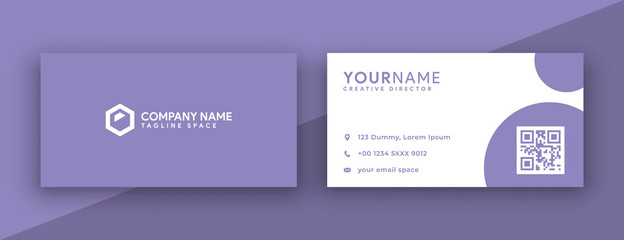 flat purple business card design . modern and clean business card design template vector