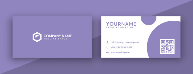 flat purple business card design . modern and clean business card design template vector