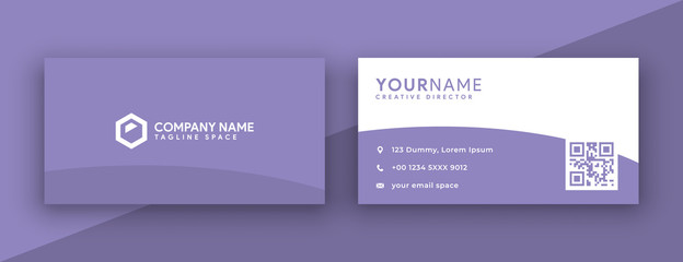 flat purple business card design . modern and clean business card design template vector