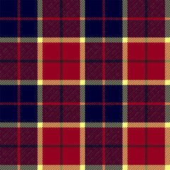 Blue red check plaid texture seamless pattern. Vector background.