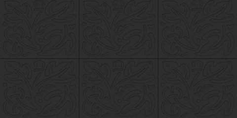 Minimalist black background with ornamental flower designs