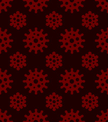 Coronavirus Seamless Pattern on Dark Background. Vector