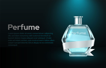 Obraz premium Perfume glass bottle, marketing template for fragrance product