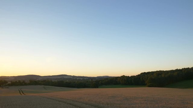 Beautiful landscape of farmland neath the bright blue sky in Pulsnitz, Germany - wide shot