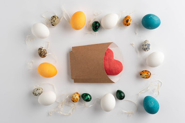 Easter composition on white background