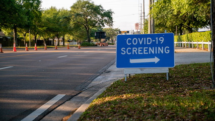 COVID-19 drive through testing location in Tampa, Florida 