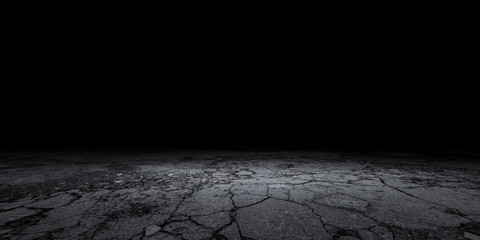 Cracked Stone Floor Concrete Background Black Empty Scene - 333223330