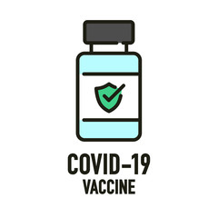 Covid-19 Vaccine icon design concept. Novel Coronavirus (2019-nCoV). World Health organization WHO introduced new official name for Coronavirus disease named COVID-19.