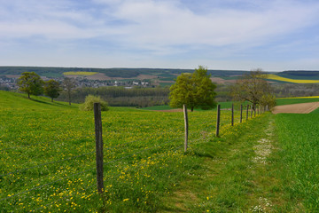 Fototapeta na wymiar Campagne verdoyante à la Roche-Guyon (95780), département du Val-d'Oise en région Île-de-France, France