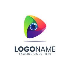 abstract colorful media camera logo design