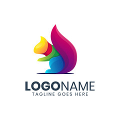 Fototapeta premium awesome colorful squirrel logo design
