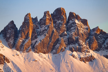 Italian Dolomites at sunset - View point from Brixen