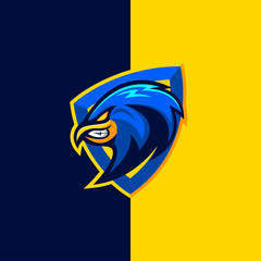 Amazing bird head e sport logo design