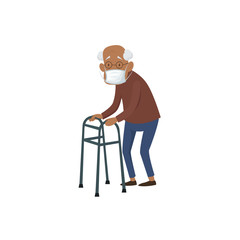 Senior male or old man in medical protective mask. Protect health from coronavirus or another diseases or air pollutions. Group of risk coronavirus.