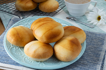 Plate with Hot Pandebono for breakfast