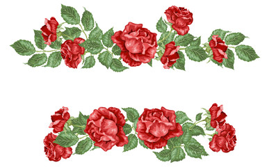 Red roses frames in vector ilustration