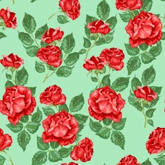 Fototapeten Red Roses Seamless pattern in vector illustration © Юлия Фуштей