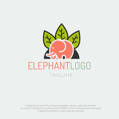 Simple shape elephant modern logo design vector illustration