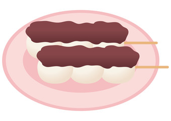 こしあん団子と丸皿