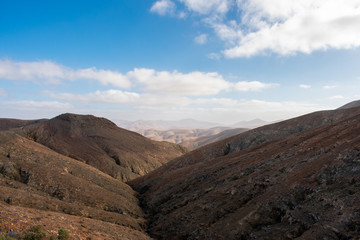 Fototapeta premium Fuerteventura, Canary Islands, Spain. Beautiful landscape of mountains, beach and coast of Atlantic Ocean 
