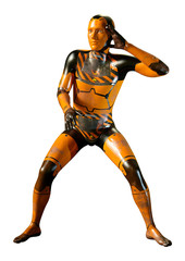 3D Rendering Male Robot on White