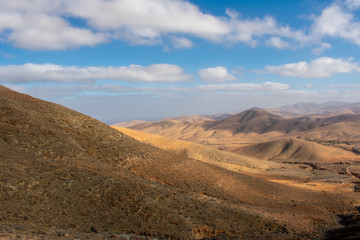 Fuerteventura, Canary Islands, Spain. Beautiful landscape of mountains, beach and coast of Atlantic Ocean 