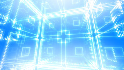 Disco club space illumination neon light room floor wall 3D illustration abstract background