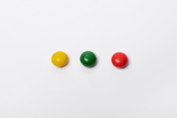  Multi-colored sweets on a white background
