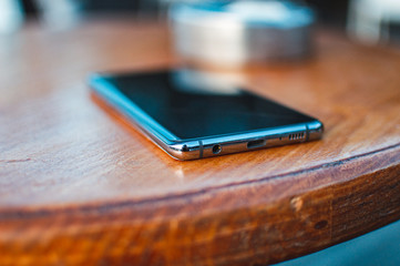 Mobile phone on table