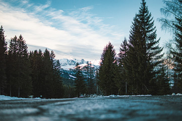 Mountains in Alps near megeve town