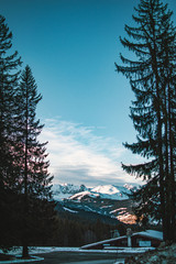 Mountains in Alps near megeve town