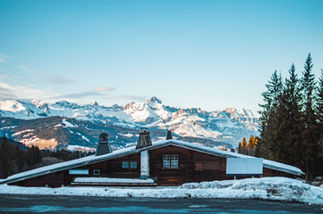 Mountains in Alps near megeve town