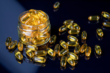 Omega Fish Oil Dietary Supplement In Jar