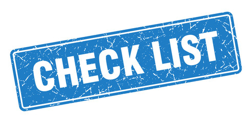 check list stamp. check list vintage blue label. Sign