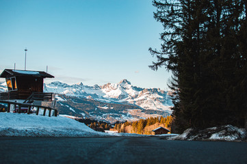 Mountains in Alps near megeve town