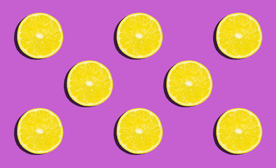 Summer background with citrus. Lemon Slices Pattern