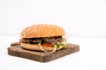 homemade Burger on a white background