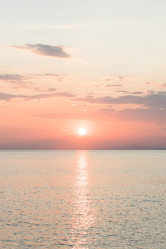Beautiful sunset over the sea horizon