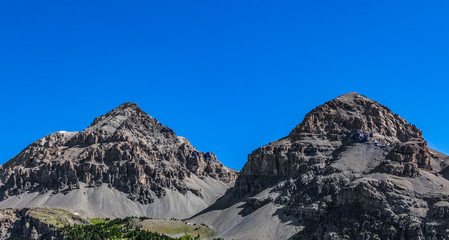 Close-up of two peaks from Le Rois Mages (Baltazar 3153m, Melchior 2948 m) located  on Etroite Valley- Hautes-Alpes.