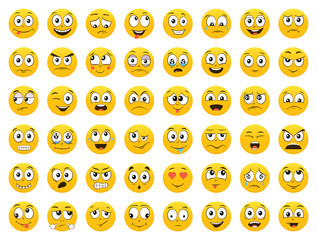 Set of Emoticons. Emoji. Smile icons. Isolated vector illustration on white background