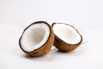 sliced coconut on a white background
