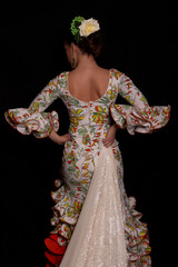 flamenco dancer with her white shawl