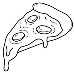Pizza slice with pepperoni flat icon for apps and websites