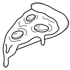 Pizza slice with pepperoni flat icon for apps and websites