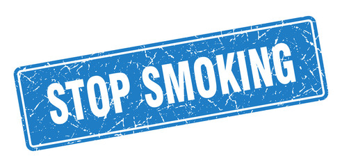stop smoking stamp. stop smoking vintage blue label. Sign
