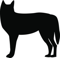 Vector illustration, black silhouette on a white background, wolf.