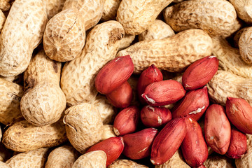 Close up of a pile of peanuts