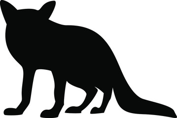 Vector illustration, black silhouette on a white background, fox.